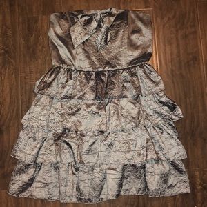 Short Strapless Gray Dress